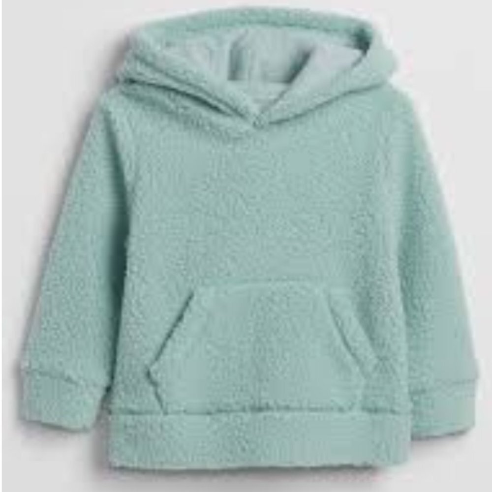 GAP FACTORY aqua mint sherpa baby hoodie 6-12 mo